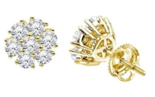 3ct Large flower set stud earring Earrings Touch of Gold Jewelers Philly 