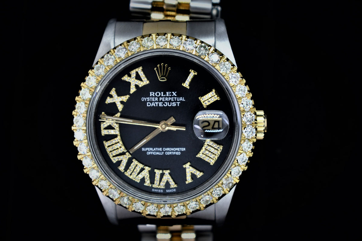 18K Gold Ladies ROLEX Oyster Diamond Watch Perpetual Datejust 3ct