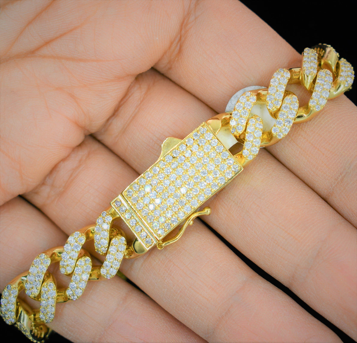 Bracelet Gold Cuban Mens Bracelet White Gold Diamond Cuban Link