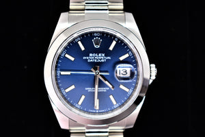 
                  
                    Rolex DateJust All Stainless Blue stick dial smooth bezel
                  
                