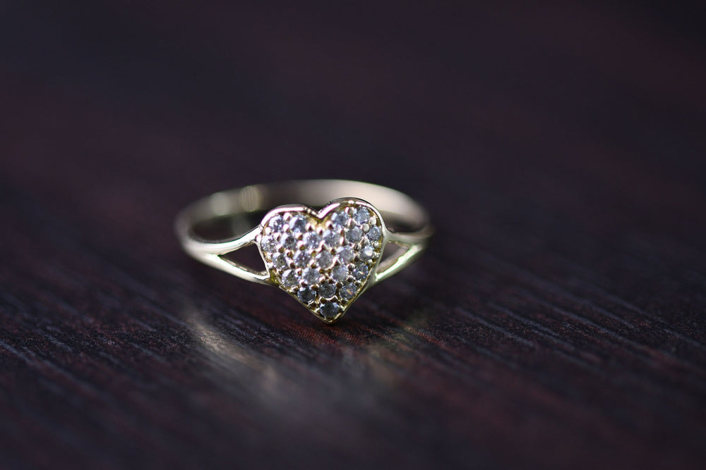 Heart Shape Ring - cluster cubic zirconia