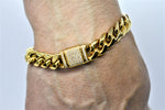 Fancy Cuban Men's Bracelet Solid gold with diamond lock. Bracelets Touch of Gold Jewelers Philly 