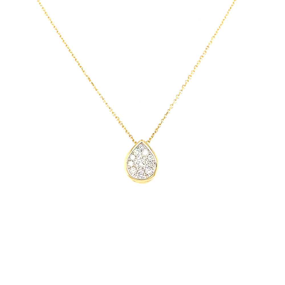 Pear shape diamond pendant with necklace.