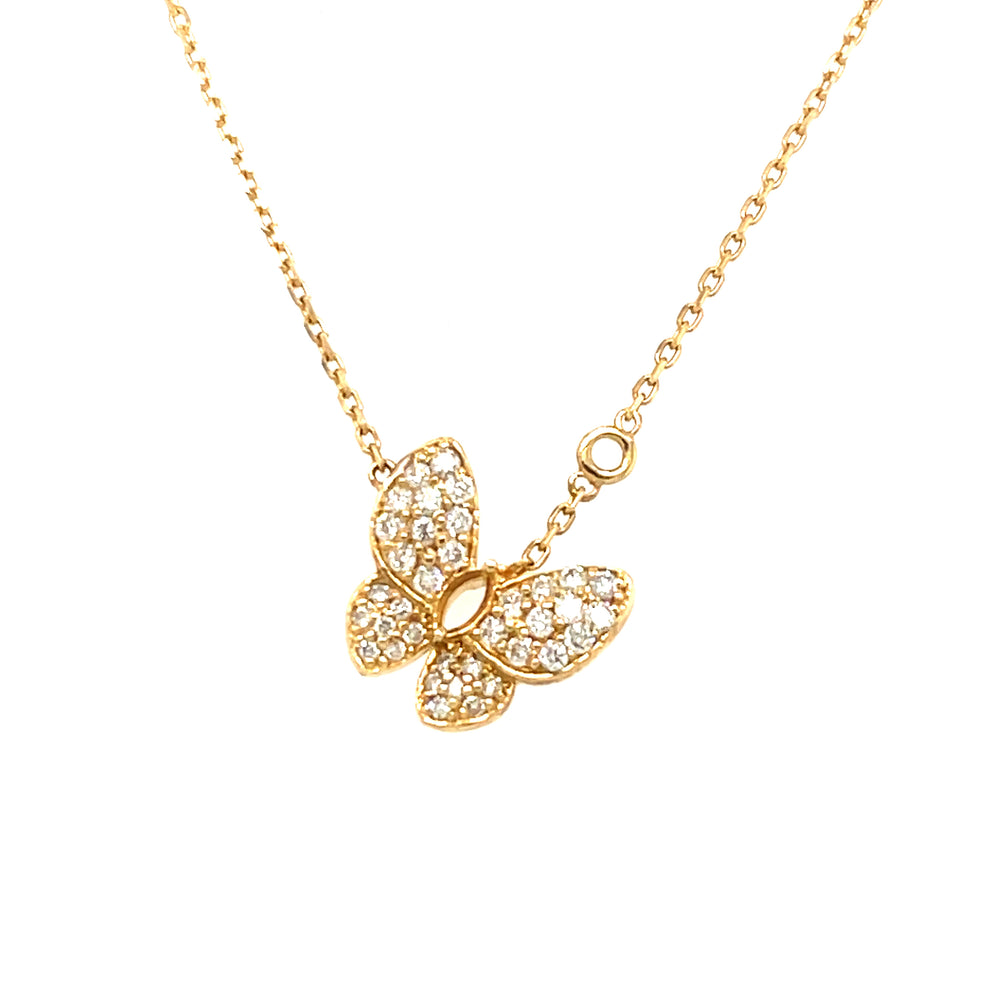 Butterfly necklace gold and diamond