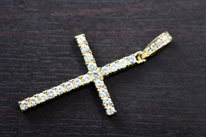 
                  
                    Long Cross Diamond pendant Yellow gold VS diamond Pendant Touch of Gold Jewelers Philly 
                  
                